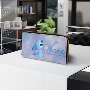 Disney Wallet Stitch Ohana Means Family Zipper Wallet, Disney Lilo and Stitch - Halloween, Disney Gift, Gifts for Her, Gifts for Him
