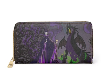 Maleficent, Sleeping Beauty, Disney Character Zipper Wallet - Disney Wallet, Gift, Vacation Gift, Disney Gift