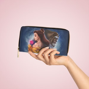 La Belle et la Bête, Belle and Beast Disney Zipper Wallet - Disney Wallet, Cadeau, Cadeau de Saint-Valentin, Cadeau Disney, Cadeaux pour elle,