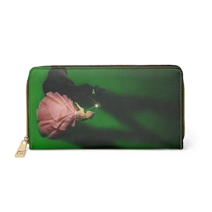 Cartera con cremallera de Wicked Glinda y Elphaba, cartera de piel sintética personalizada, tarjetero, organizador de efectivo, monedero, funda para matrícula