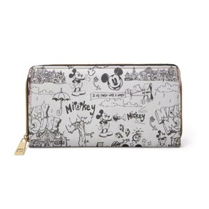 Mickey Sketch Disney Zipper Wallet - Disney Wallet, Gift, Vacation Gift, Disney Gift
