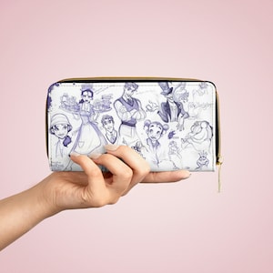 Princess and the Frog, Tiana, Naveen Sketches, Disney Zipper Wallet - Disney Wallet, Gift, Valentines Gift, Disney Gift