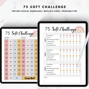 75 Soft Challenge Tracker, 75 Soft Challenge, 75 Day Challenge Printable, Fitness Journal, Self Improvement, Weight Loss Challenge, PDF