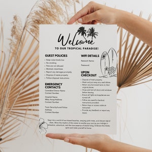 Airbnb Themed Welcome Sign Template: Create a Welcoming Experience | Airbnb Rental Guide, Check-Out Instructions, and House Rules Included