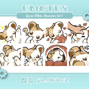 Brown White Hamster Twitch Emotes (Twitch, Discord) Emoji, Cute, Kawaii, Chibi