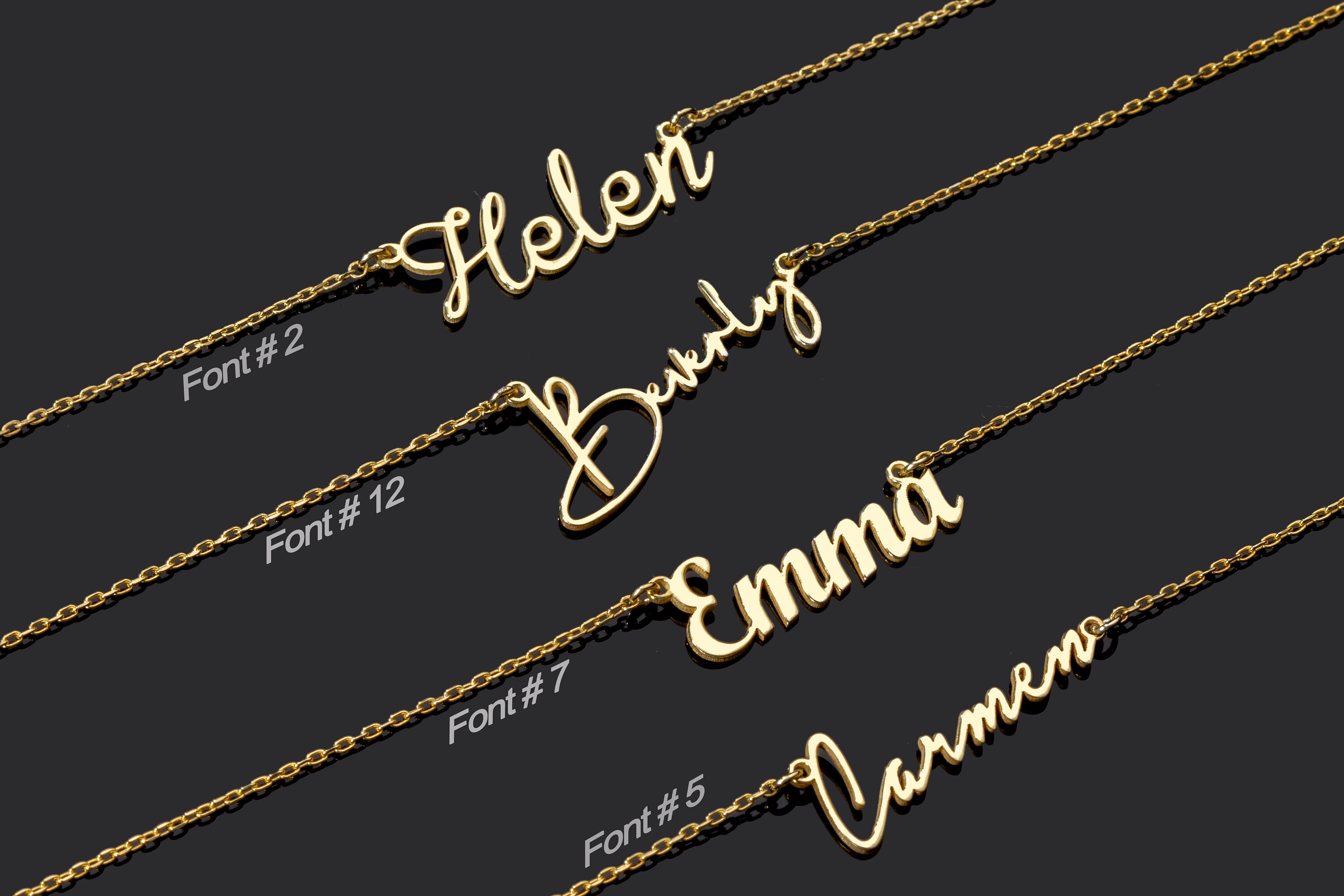 Personalized Script Name Plate Necklaces 14K Solid Gold Christmas Gift Personalized script name plate necklaces 14k solid gold christmas gift
