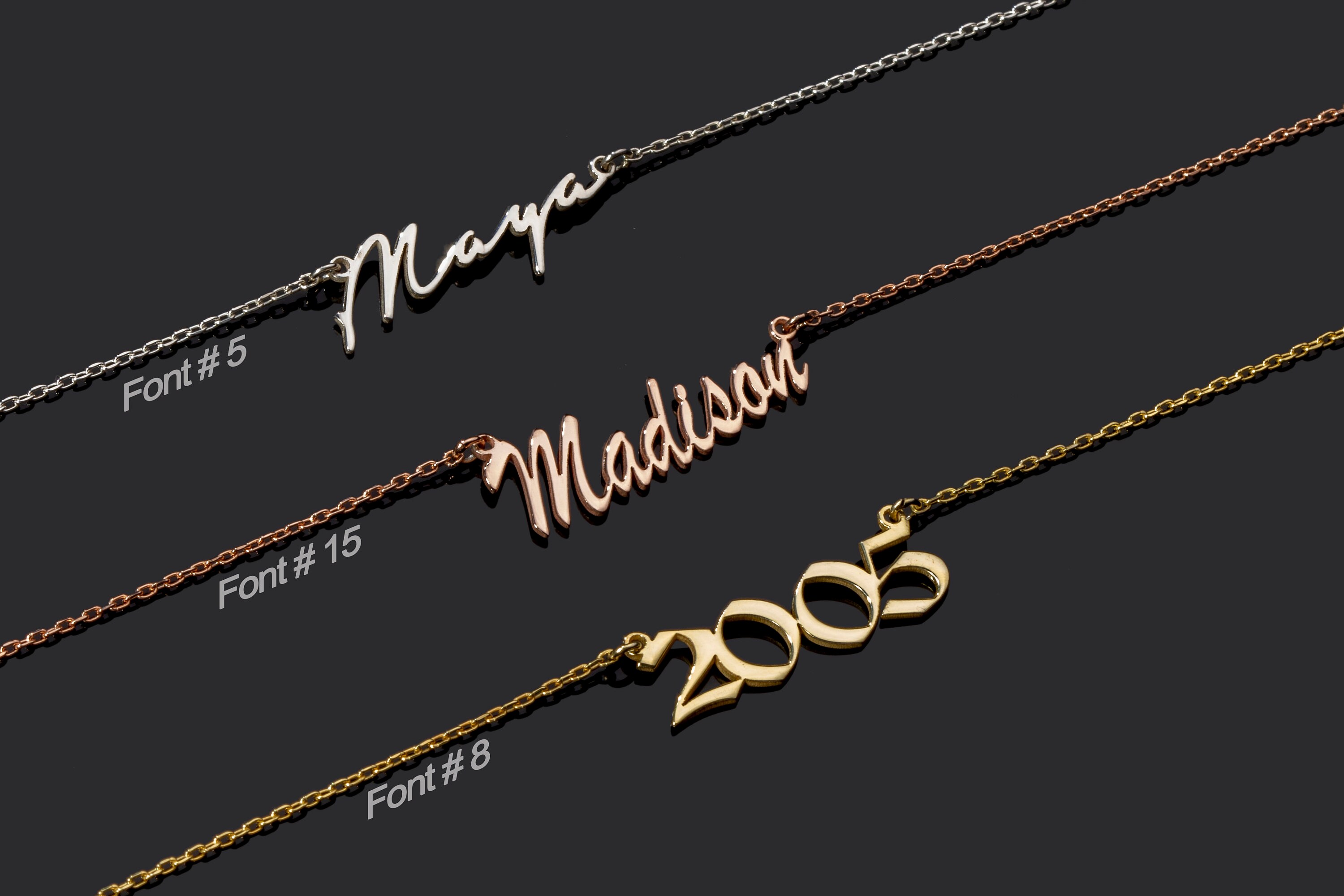 Personalized Script Name Plate Necklaces 14K Solid Gold Christmas Gift Personalized script name plate necklaces 14k solid gold christmas gift
