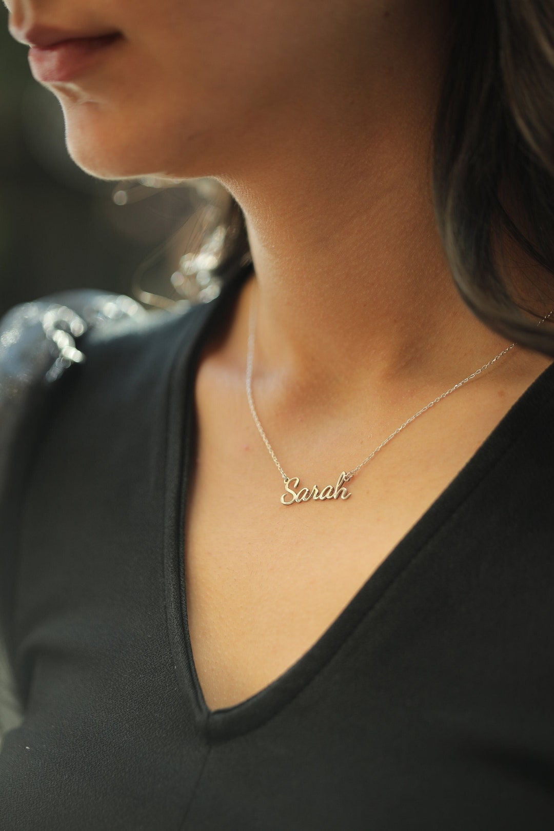14K Solid Gold Personalized Name Necklaces, Real Gold Script Name