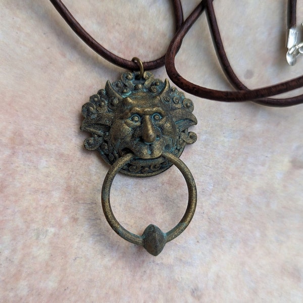 Labyrinth mouth door knocker pendant necklace