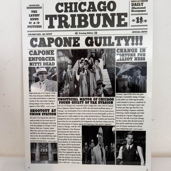 UNTOUCHABLES newspaper aluminum poster