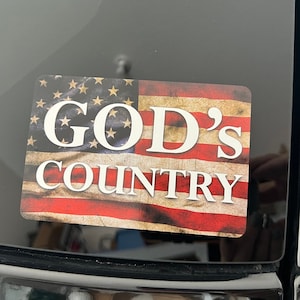 God&#39;s Country Flag Decal Sticker, Car, water bottle. High Quality, Outdoor Durable Vinyl, 3&quot; H x 4.5&quot; W