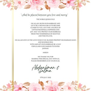 Personalised Dua cards for Weddings , Eid Parties , Baby showers ,Engagements etc.