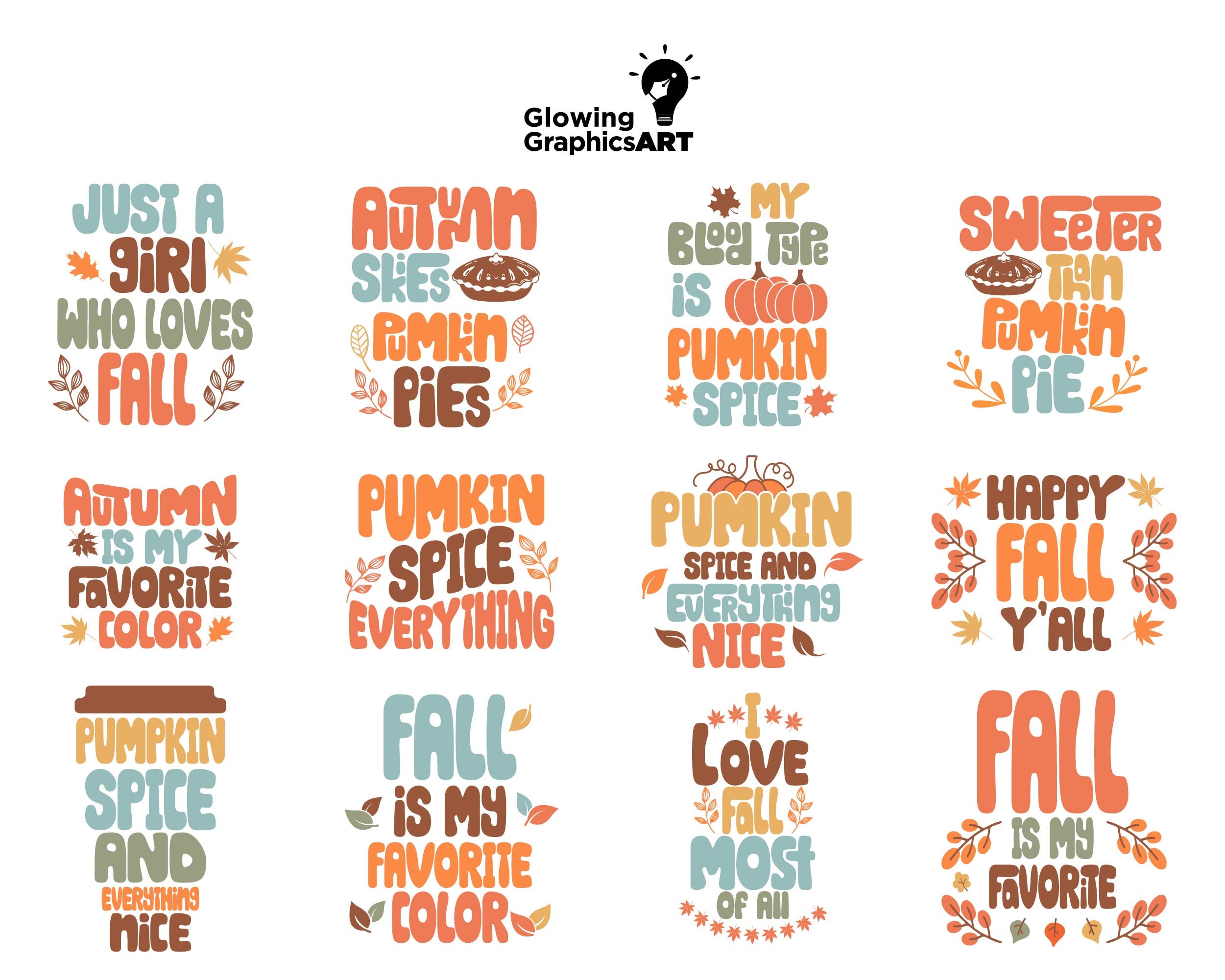 Retro Fall SVG Bundle Autumn Svg Thanksgiving Svg Fall Svg Designs