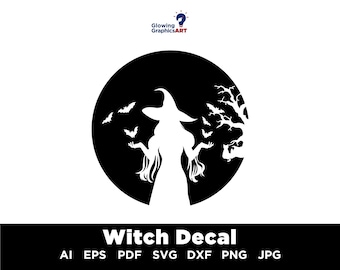 Witch SVG, Wicked Witch Svg, Halloween Wall Art, Kids Bedroom Svg, Halloween Decal, Halloween SVG, Witch Silhouette, Digital cutting file