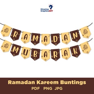 Printable Ramadan Mubarak Banner, Ramadan Bunting, Ramadan Mubarak Decor, Ramadan Banner SVG, Ramadan Kareem Printable, Digital Download
