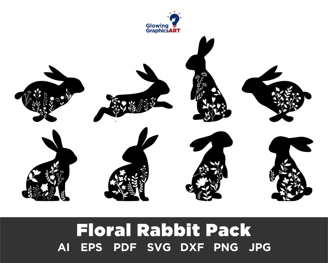 Floral Rabbit SVG, Spring Rabbit Png Svg, Easter Bunny Flowers, Floral ...