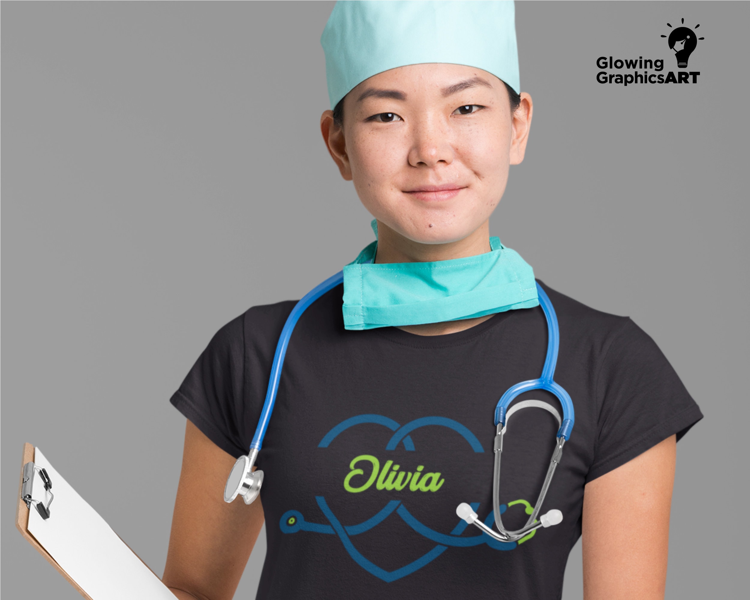 Heart Stethoscope SVG, Stethoscope Heart Split Monogram Name Frame