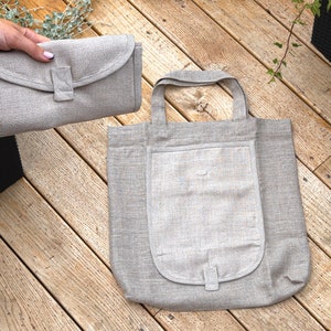 Sac à provisions en lin pliable | Sac à provisions portefeuille | Sac d'épicerie réutilisable | Sac pliable écologique | Sac fourre-tout pliable | Sac à main pour magasin