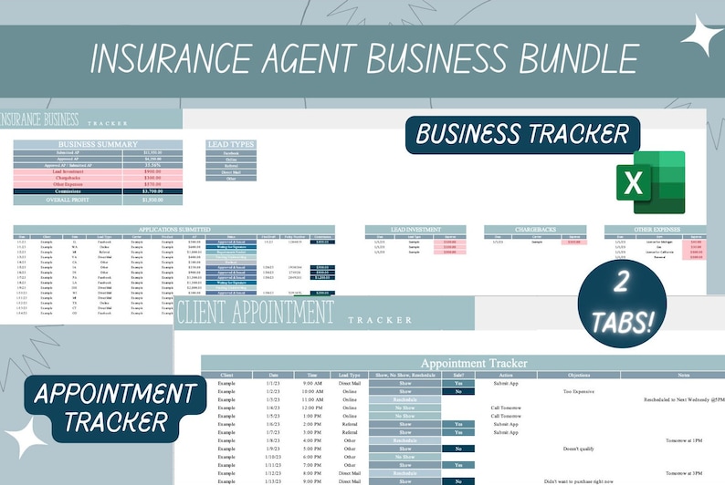 Insurance Agent Business Tracker Excel, Commission & Expense Tracker ...
