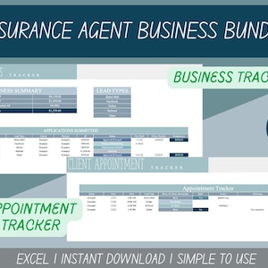 Sales Application Tracker and Appointment Tracker Spreadsheet Excel for Insurance Agents, Track Commissions Policies and Appointments