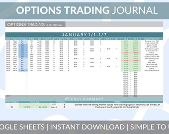 Options Trading Journal, Investment Tracker (Google Spreadsheets, digitale download)
