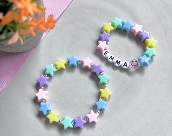 Easter Kids Star Bracelet, Kids Jewelry, Easter Basket Gift, Star Beaded Bracelet, Easter Kids Gift, Bracelet For Girls, Kids Name Bracelet