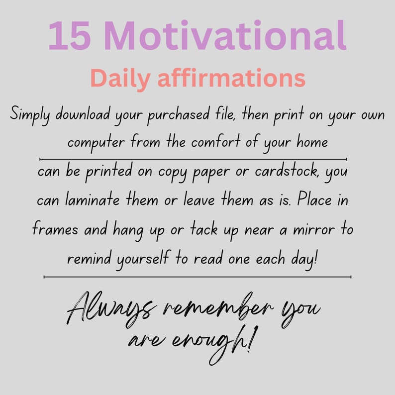 Daily Affirmations Printable Motivational Cards Watercolor - Etsy