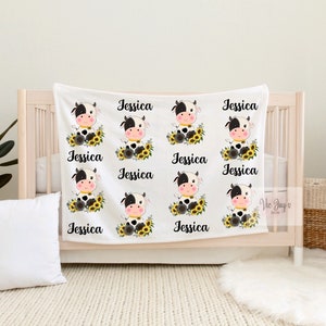 Kuh-Thema | Benutzerdefinierte Decke | Personalisierte Decke | Neugeborenen Decke | Kuschelige Decke | Säuglingsdecke | Baby Geschenk|Kleinkinddecke