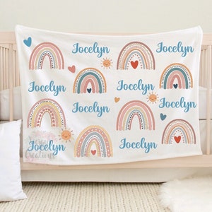 Boho Rainbow Blanket | Baby Blanket | Kids Blanket | Toddler Blanket | Personalized Gifts