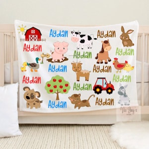 Farm Blanket | Animal Blanket | Personalized Blanket | Newborn Blanket | Soft Blanket | Infant Blanket | Baby Gift|ToddlerBlanket