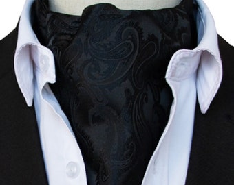 LUXURY MEN TIE Men Cravat | Ascot Cravat | Groom Cravat | Silk Ascot | Cravat | Ascot | Gifts For Him | Neck tie | Black Cravat | Black Tie