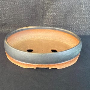 Bonsai pot / Oval / copper green. Red strand soil.