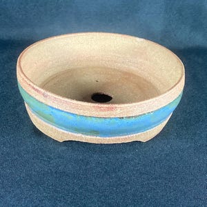 Pot bonsaï / Rond  / Vert bleue. Bonsai pot / Round / Blue green.