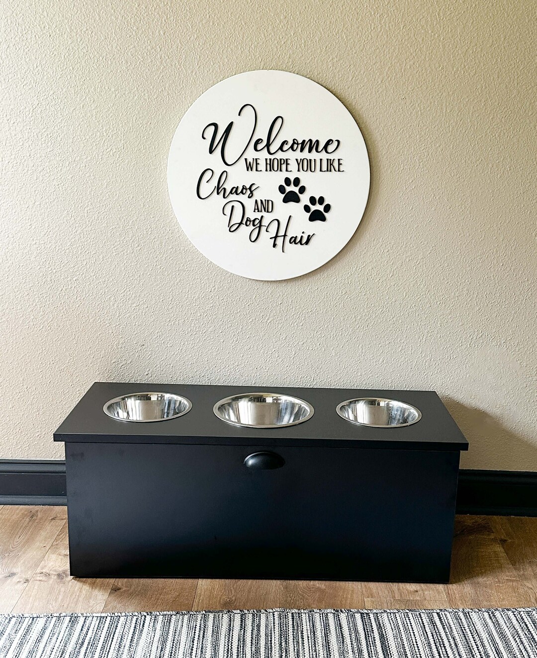 14 Inch, 3 Bowl Elevated Pet Feeder, Raised Feeder, Dog Bowl, Dog