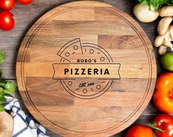 Customized Walnut Pizza Board for Pizza Lovers,Large Wooden Chopping Board, Rustic Pizza Serving Board,Personalized Pizza Board for Pizzeria