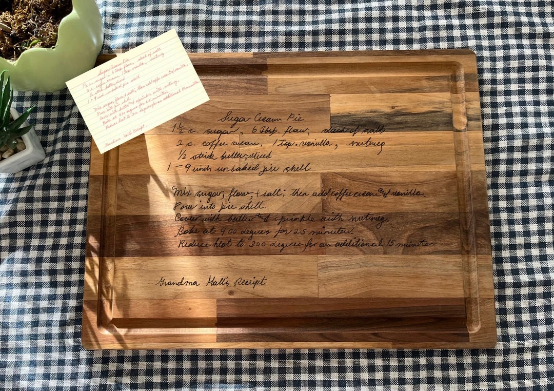 Recipe Cutting Board, Handwritten Recipe, Custom Cutting Board