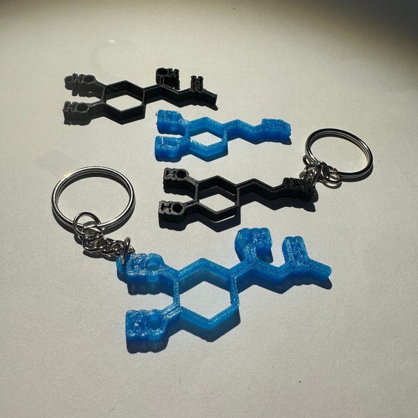 Serotonin, Adrenaline and Dopamine Molecule Keyrings | Science Keychains | Chemical Structure | Neurotransmitter | Unique Gifts