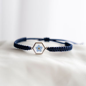 Silver | Resin bracelet | Real forget-me-not blossom