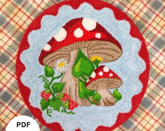 Padrão DIGITAL de agulha de punção, download instantâneo de bordado de punção de agulha em miniatura, padrão de bordado de punção de cogumelo, padrão eletrônico de punção de agulha