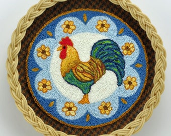 Miniature Punch Needle Embroidery DIGITAL pattern, PDF instant download, Royal Rooster, UltraPunch embroidery pattern, NeedlePunch E-Pattern