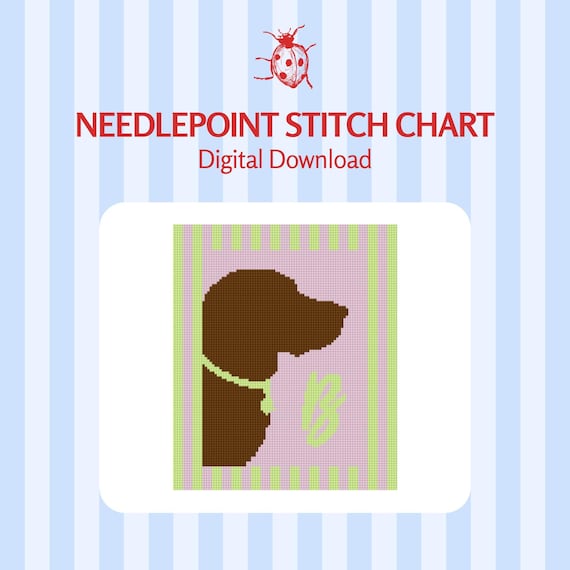 Chocolate Labrador Silhouette Needlepoint/Cross Stitch Chart | PDF Instant Download