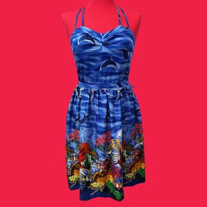 navy blue dress for baby girl Vintage red floral asymmetrical halter dress main image 1