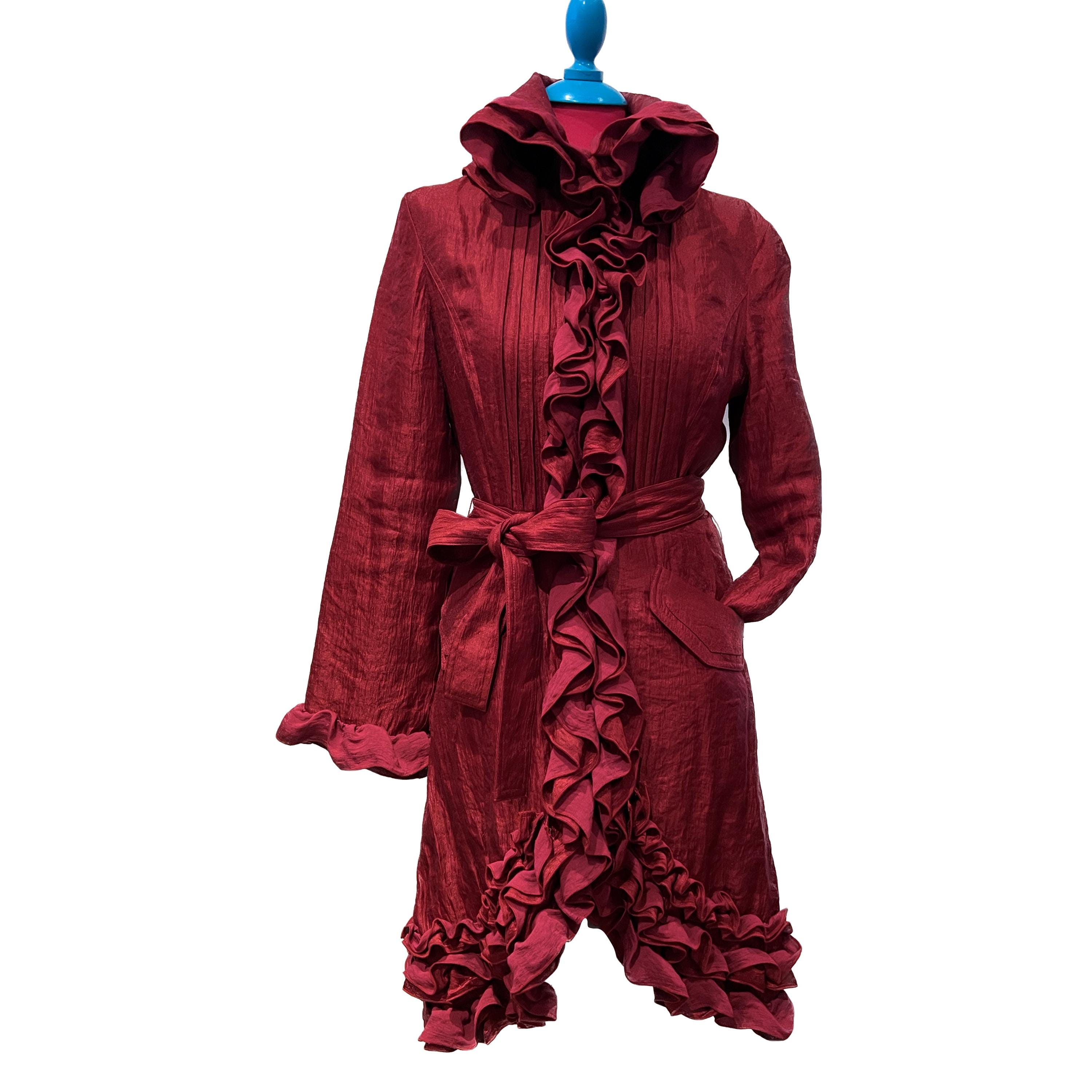 Ruffle Trench Coat | Samuel Dong Dress Jacket | Shiny