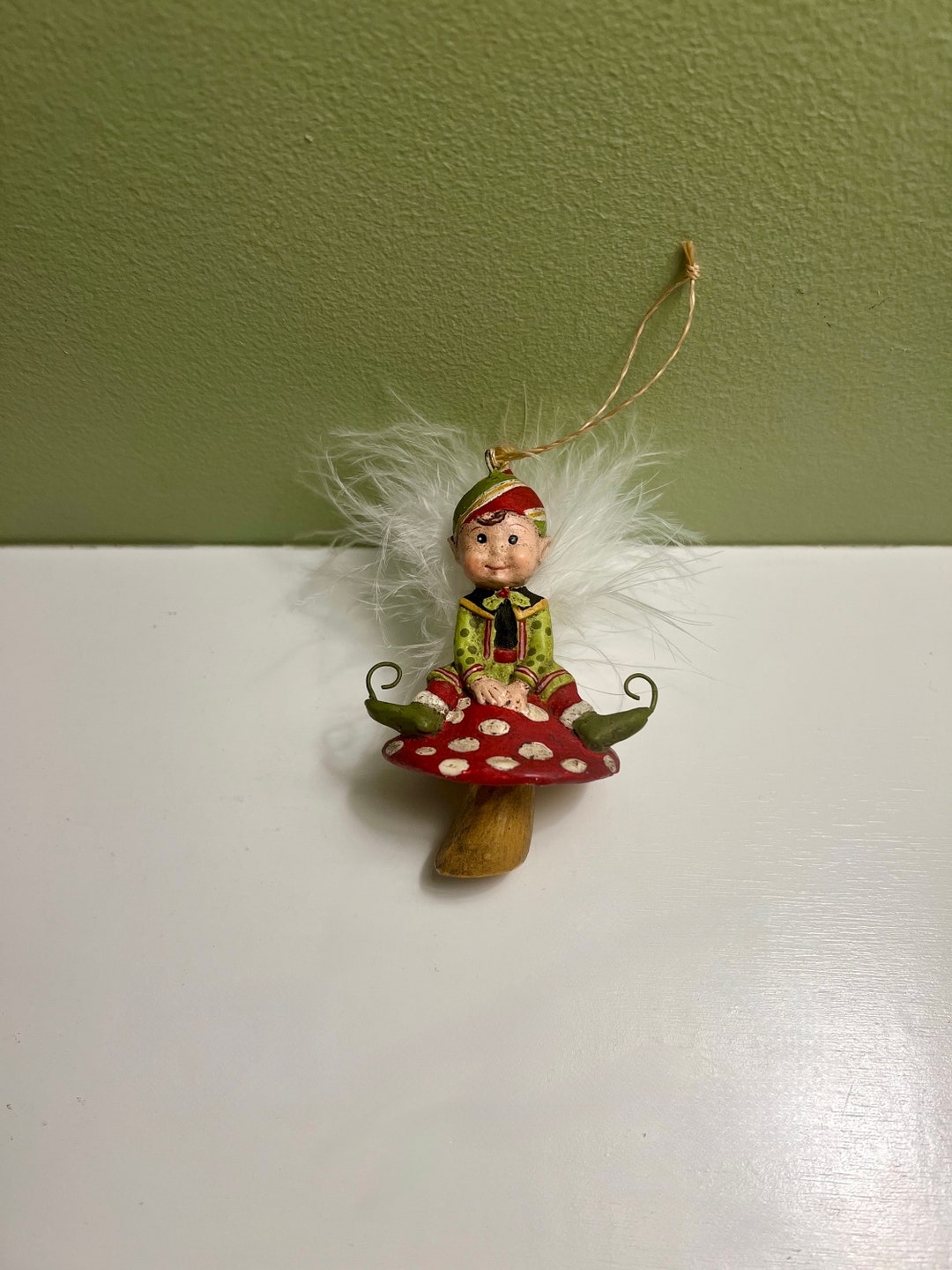 Vintage Elf Sitting on Lucky Fairy Mushroom - Etsy