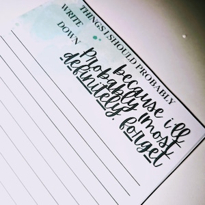 Blocco note A5 Cose che probabilmente dovrei scrivere, fatto a mano, pianificatore, pagine facili da strappare, carta di qualità, note A5