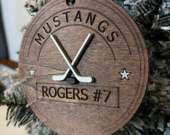 personalized Hockey Team Ornament, Gift for hockey players, team name ornaments, hockey gifts