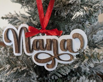 Custom Name Christmas Ornament,  Personalized Christmas gift, Girls name ornament, gift for Nana, Minimalist ornaments, family name ornament