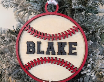 Personalized Baseball Ornament, boys team ornament, gift for baseball players, baseball team gift, custom sports ornament