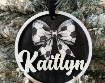 Girls Personalized Soccer Ornament, Gift for soccer players, Croquette soccer Christmas ornament, custom sports gift for soccer team