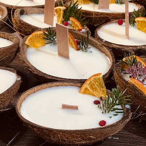 Coconut candles, coconut shell candles, coconut shell, scented candle made from natural soy wax, ecological gift organic scented candles, aromatherapy